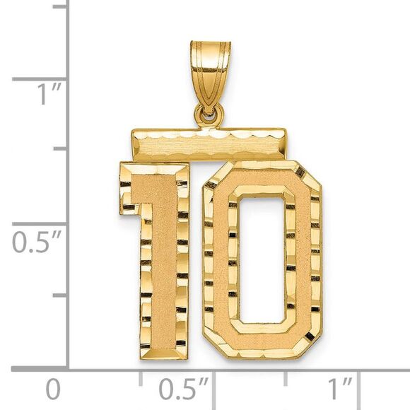 14k Yellow Gold, Varsity Collection, Large D/C Pendant Number 10 - Picture 2 of 3